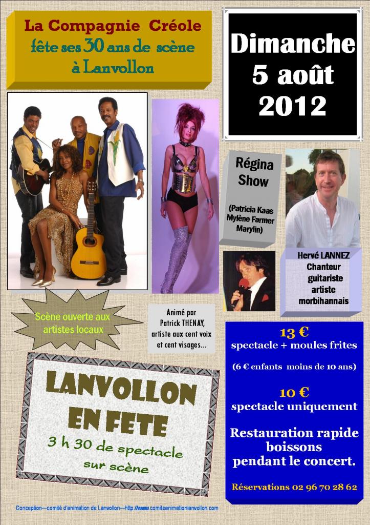 2012 08 05 affiche LANVOLLON 1ère partie de LA COMPAGNIE CREOLE