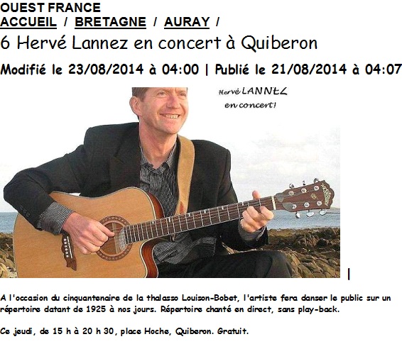 2014 08 21 ET 22 OUEST FRANCE Cinquantenaire Thalasso Quiberon