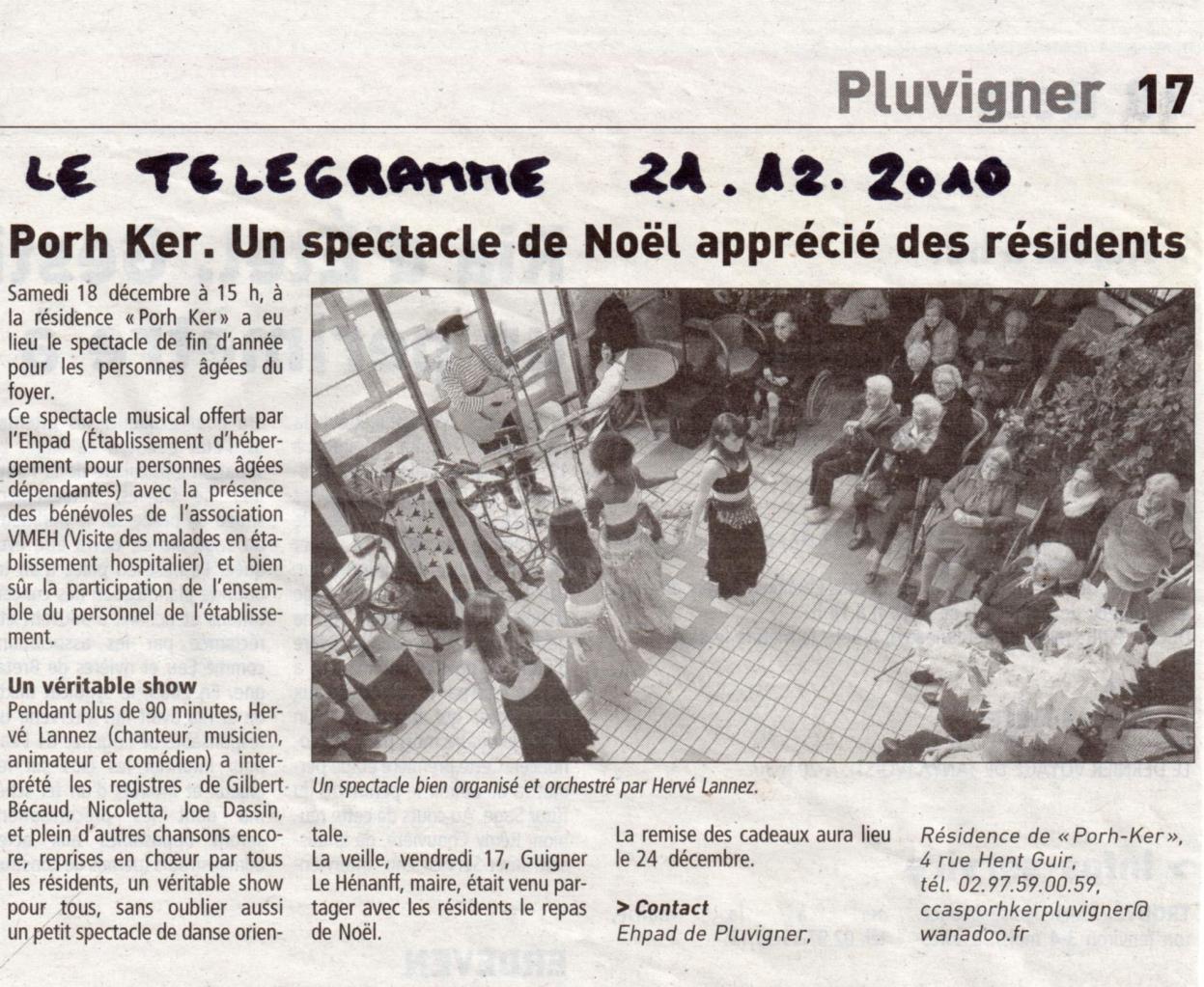 2010 12 17 Le Télégramme Ehpad Pluvigner