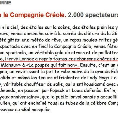 2012 08 05 Le Télégramme 1ère partie COMPAGNIE CREOLE 2000 personnes